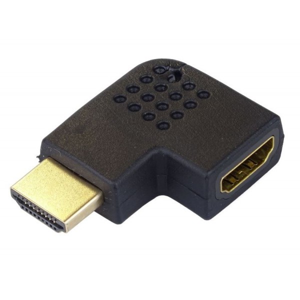 Adaptador HDMI Fêmea/Macho, ângulo 90º (direita)