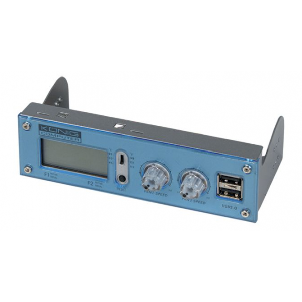 Painel frontal 5,25" controladora ventiladores + 2p USB 2.0 LCD