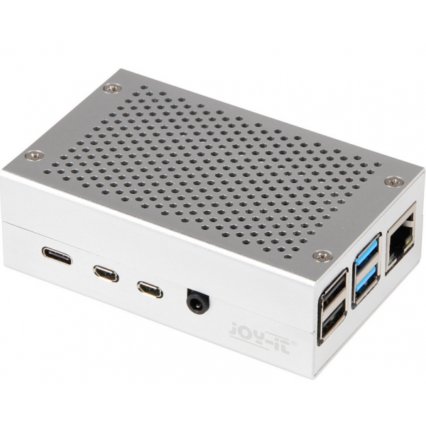 Caixa para Raspberry Pi 4 em alumínio - prateado - JOY-IT
