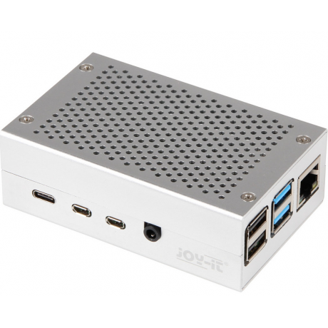 Caixa para Raspberry Pi 4 em alumínio - prateado - JOY-IT