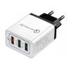 Transformador 100- 240V QC3.0 Quick Charge 3 x USB branco