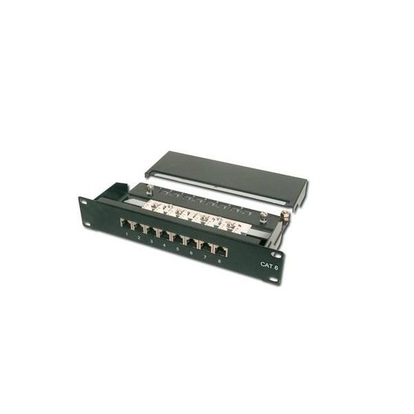 Patch panel CAT6 10" 8xSTP RJ45 Preto