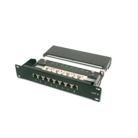 Patch panel CAT6 10" 8xSTP RJ45 Preto