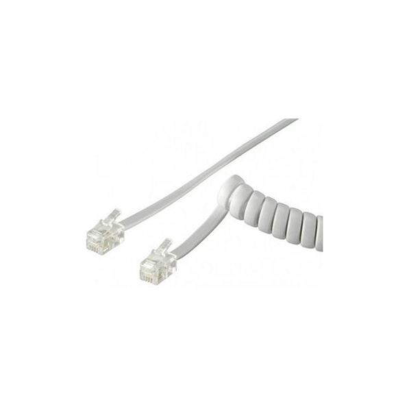 Cabo Telefone RJ10 Espiral 4mt - Branco