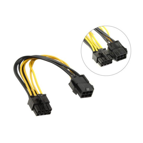 Cabo adaptador PCI-E 6pin - 8pin ATX 12V