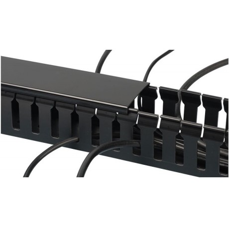 Painel frontal 19" guia cabos plástico preto