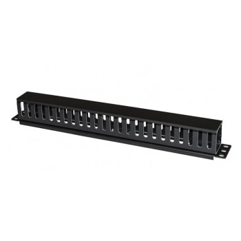 Painel frontal 19" guia cabos plástico preto