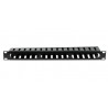 Painel frontal 19" com guia de cabos em metal preto